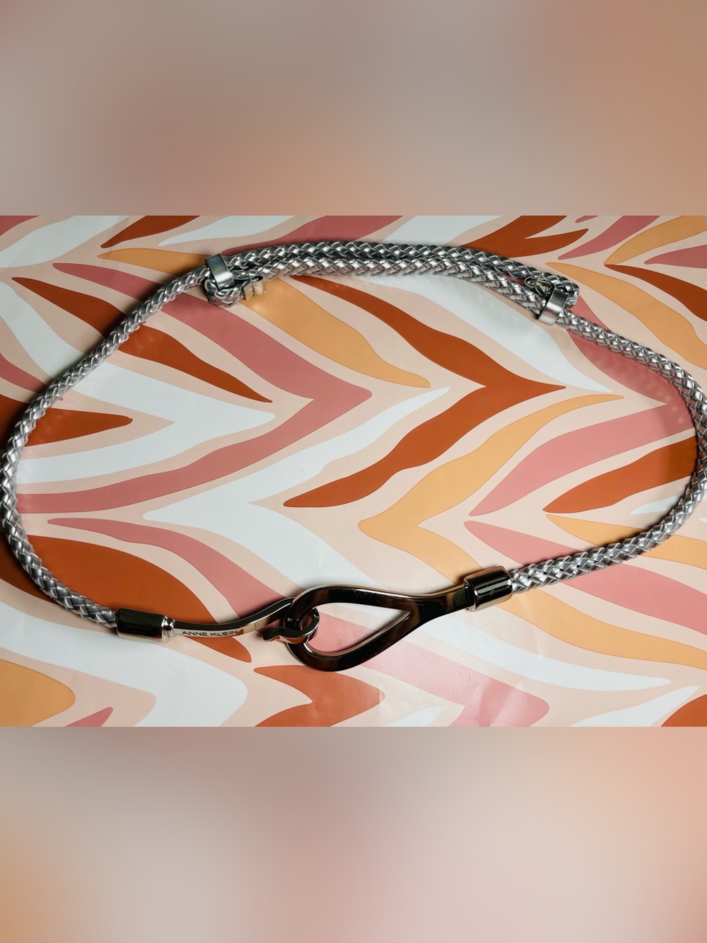 Silver Braided Belt with Hook Loop Clasp 🩶